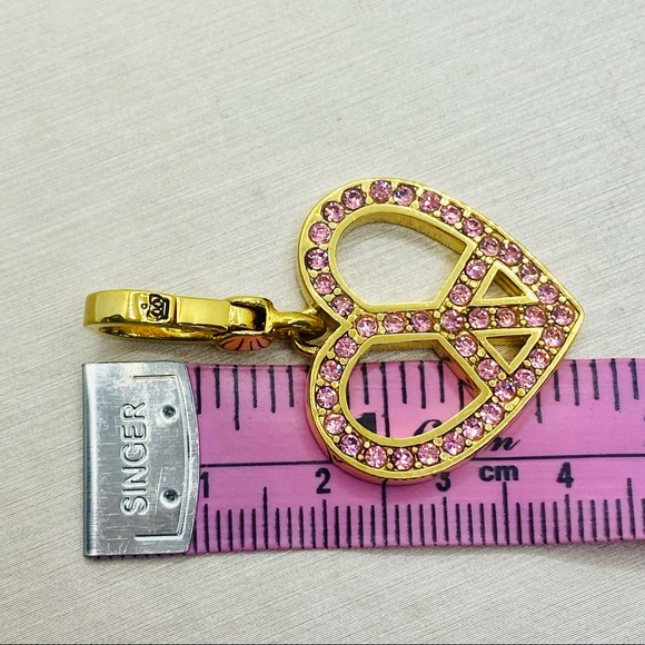NWT Vintage Juicy Couture Pink Enamel & Pink Pavé Heart Peace Sign Charm - Picture 13 of 13